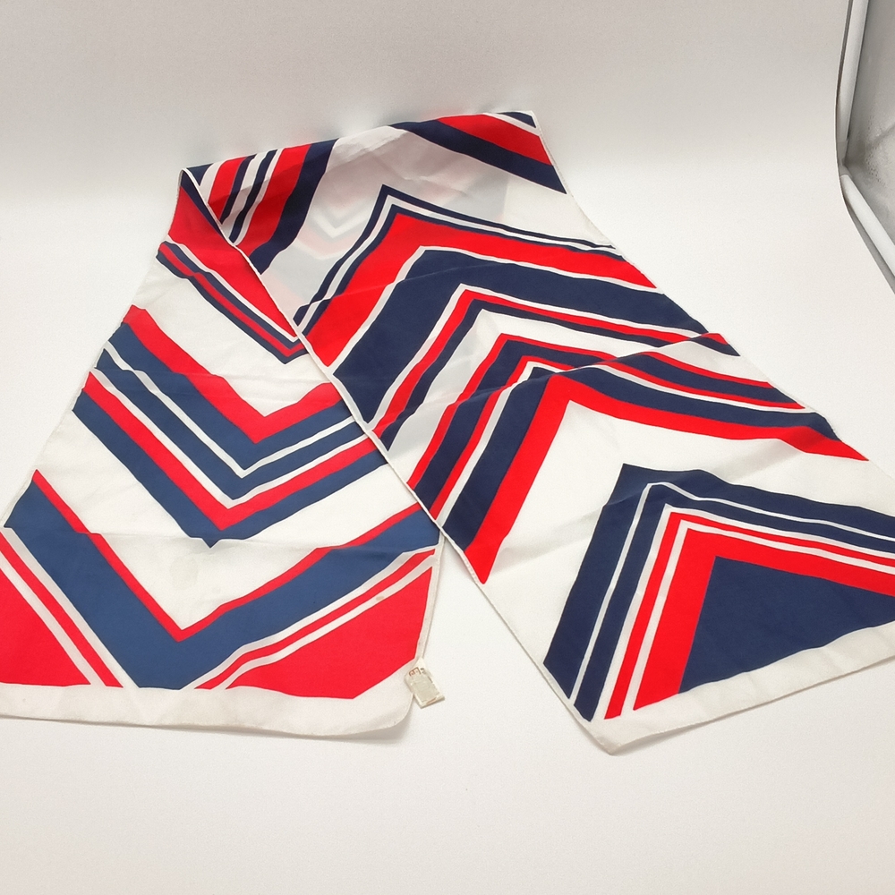 Vintage St. Michael Mod Geometric Scarf – Red, Navy & White – Made in Italy